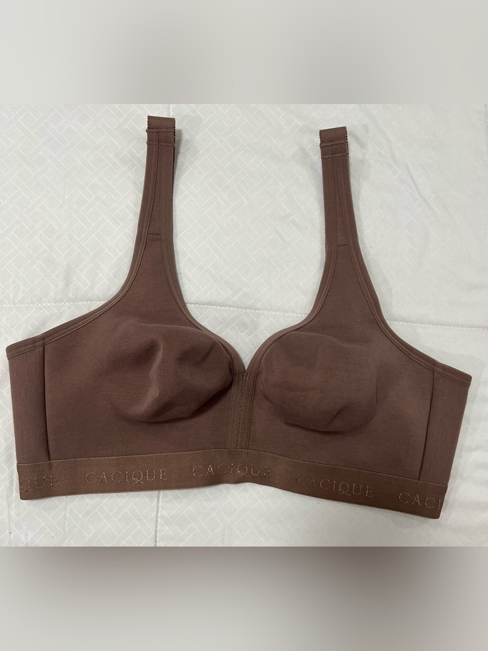 Cacique By Lane Bryant Cotton Unlined No-Wire Bra Size 38D | Deep Taupe